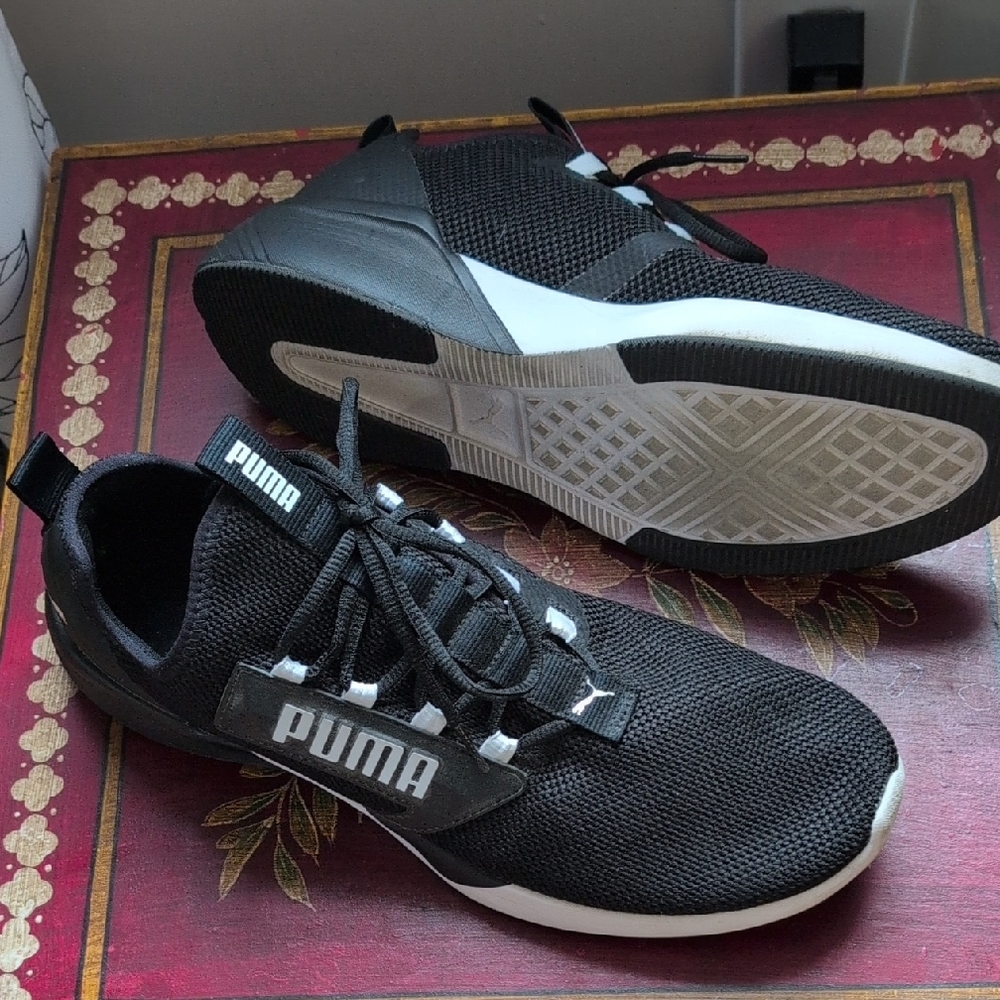Puma Black and White Knit Runner Sneakers - Picture 6 of 6